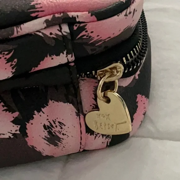 Betsey Johnson Pink and Black Cosmetic Bag with Leopard Print - Picture 8 of 8